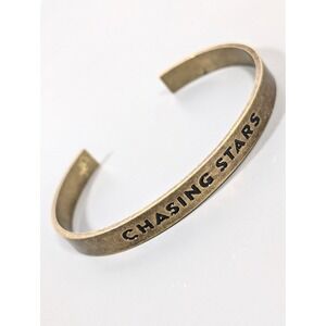 KB Brass "Chasing Stars" Cuff Bracelet Inspirational Quote Minimalist 8"